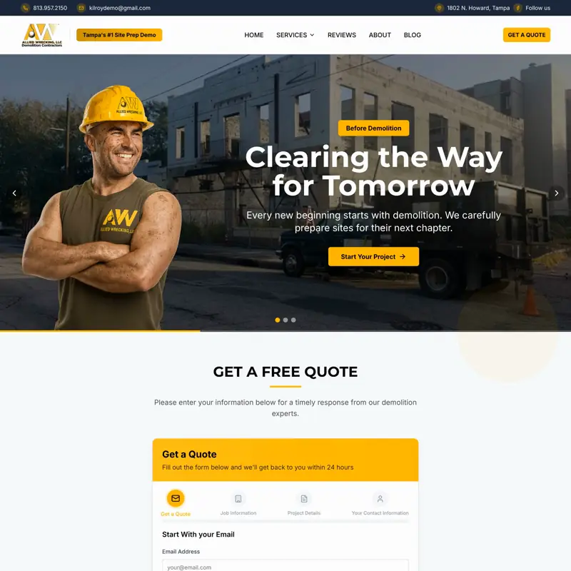 The ALLIED Wrecking website, built by Northfolk