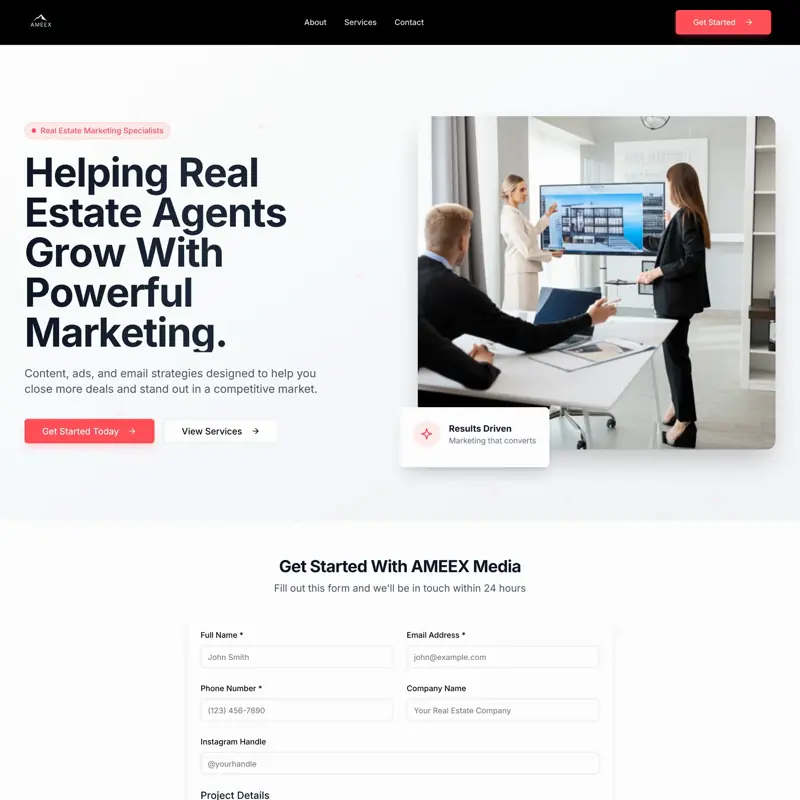 The AMEEX Media website, built by Northfolk
