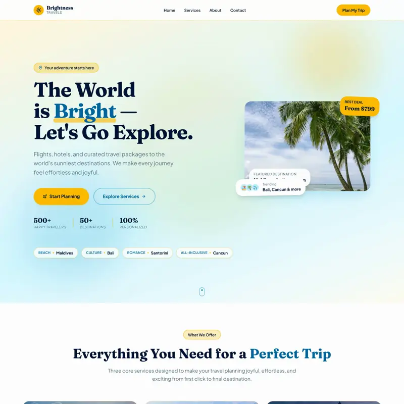 The Brightness Travels website, built by Northfolk