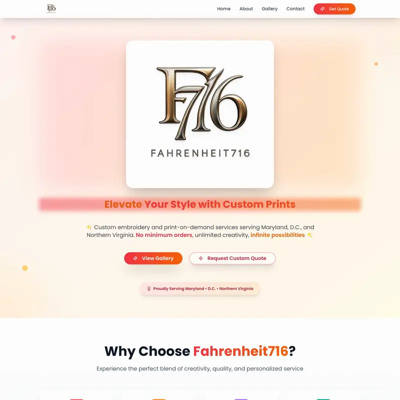 The Fahrenheit 716 website, built by Northfolk