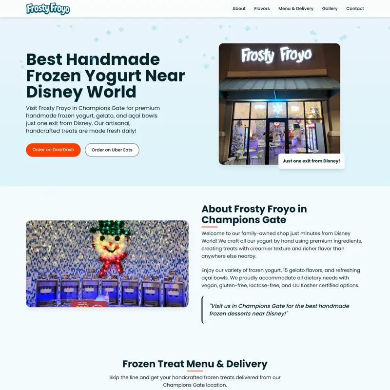 The Frosty Froyo website, built by Northfolk
