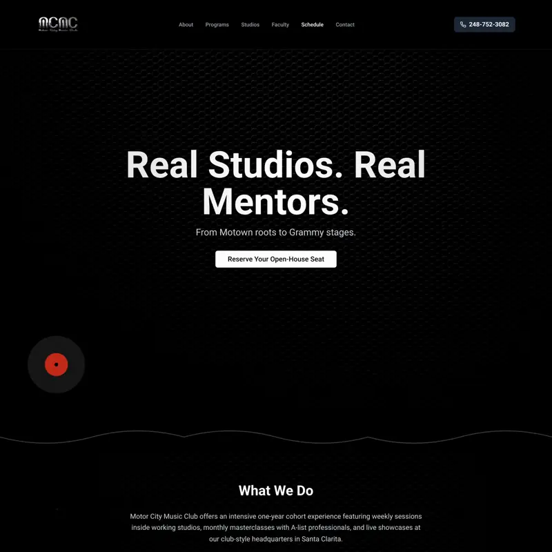 The Motor City Music Club website, built by Northfolk
