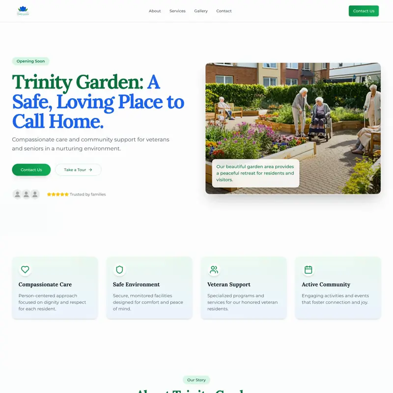 The Trinity Garden website, built by Northfolk