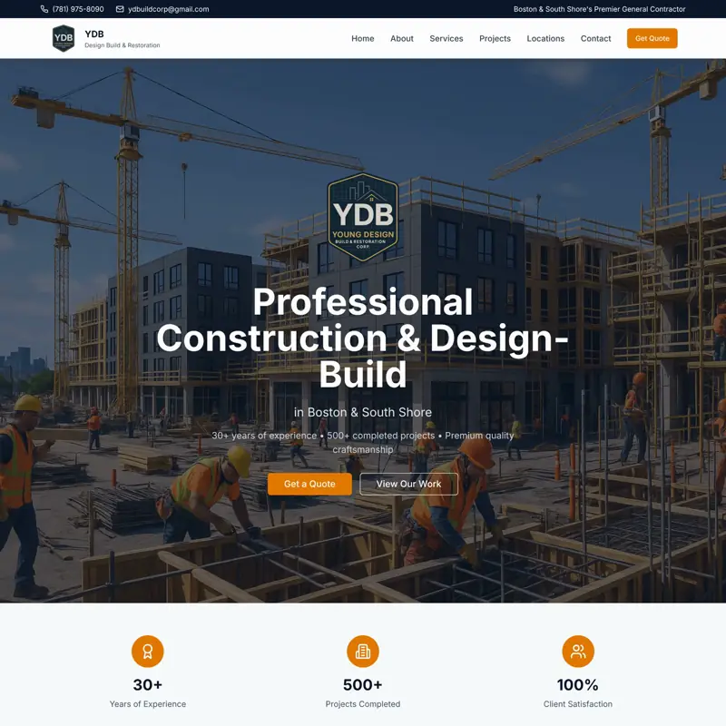 The Young Design Build website, built by Northfolk